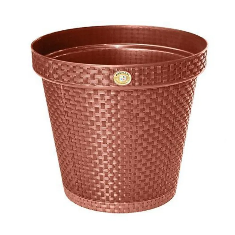 Vaso Redondo Rattan Terracota 43 Cm 36 Litros Marrom