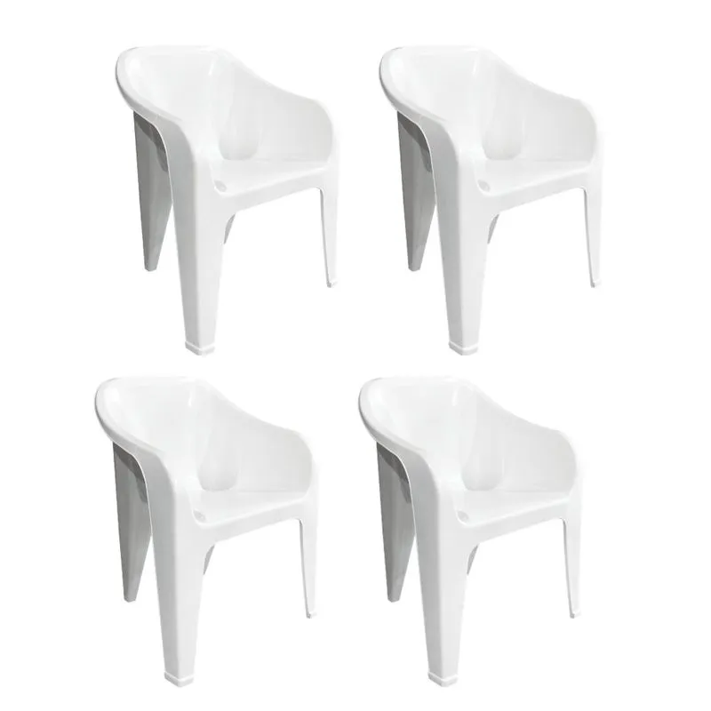 Kit com 4 Cadeiras Poltrona Plástica Confort Luxo Branca Arqplast