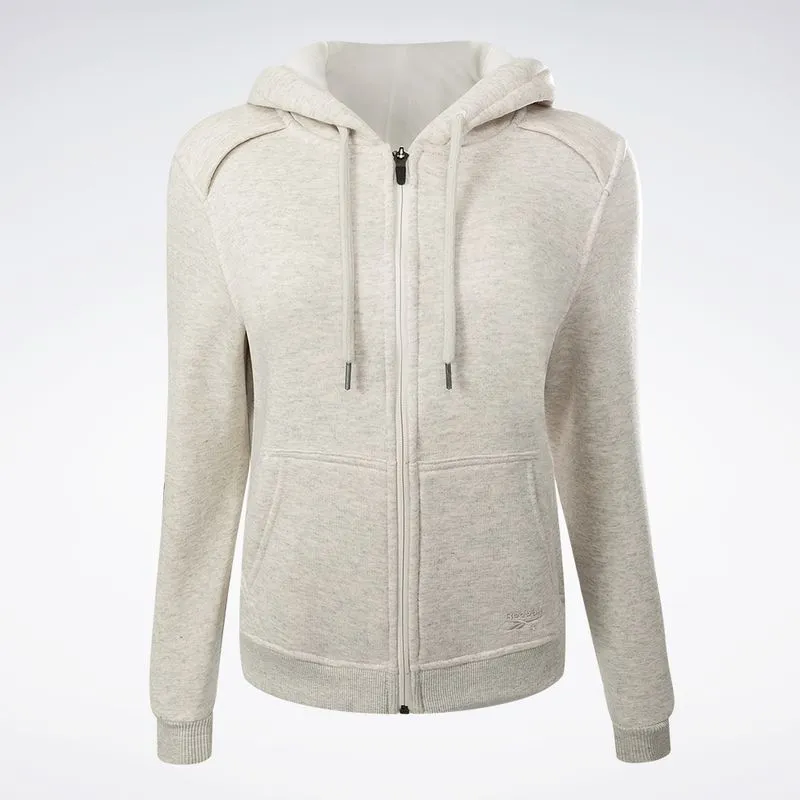Jaqueta Reebok Logo Com Capuz Feminina Cinza - M