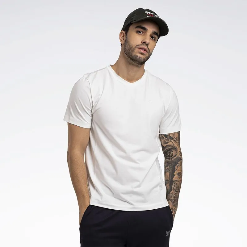 Camiseta Reebok Essential V Manga curta Masculina Areia claro - P