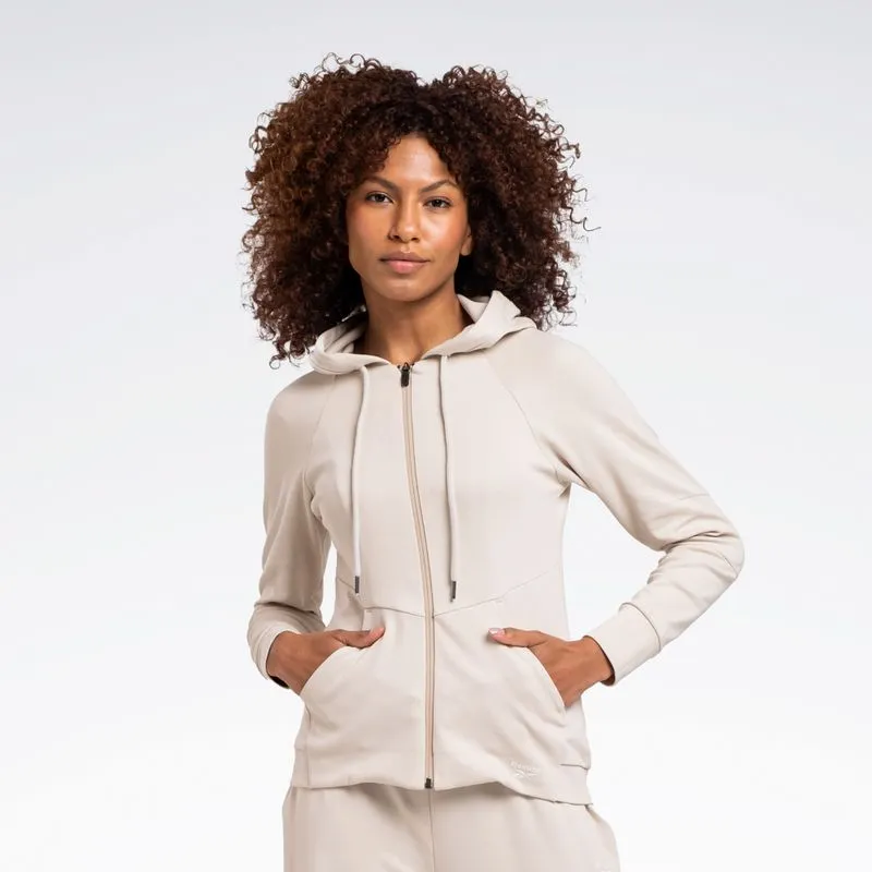 Jaqueta Reebok Essential com Capuz Feminina Areia claro - G