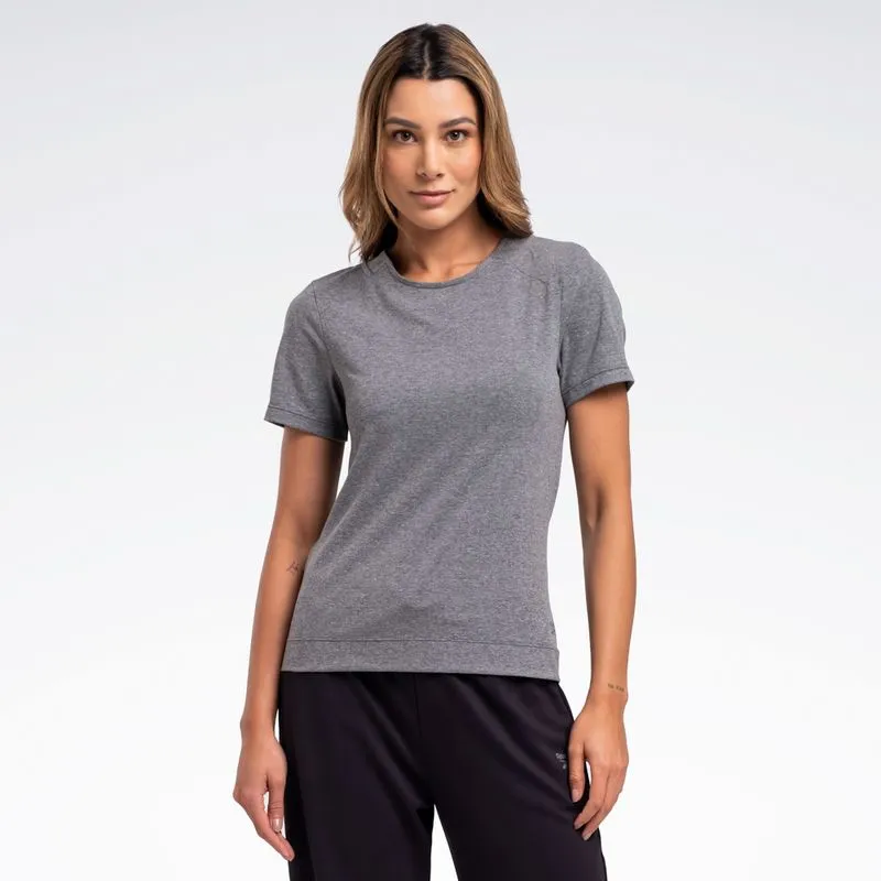 Camiseta Reebok Essential Manga curta Feminina Cinza - GG