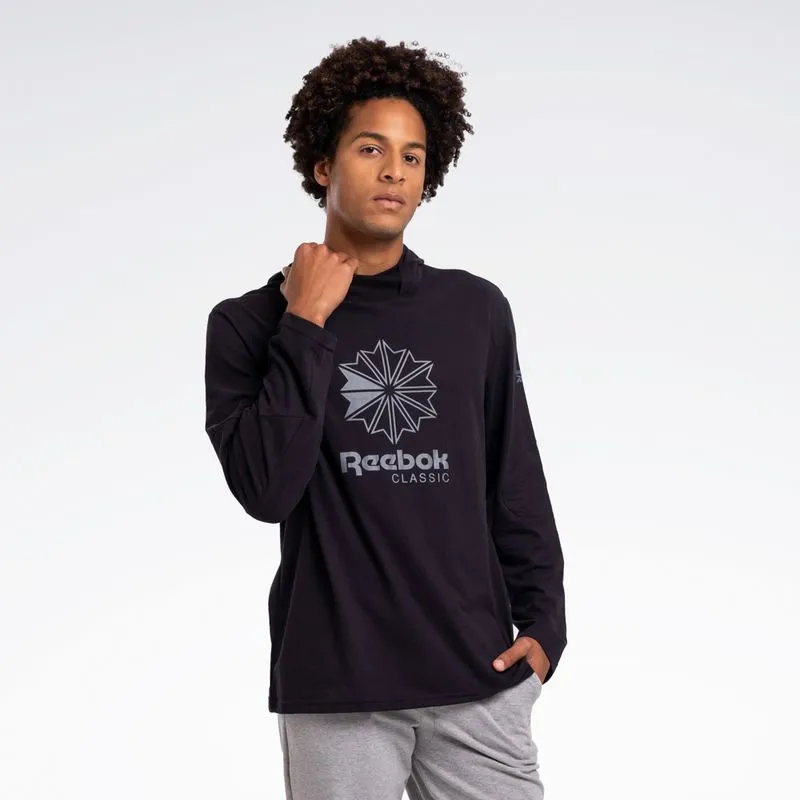 Camiseta Reebok Young Com Capuz Manga Longa Masculina Preto - G
