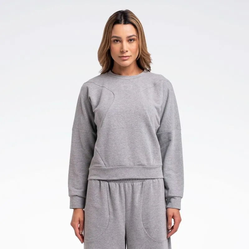 Blusa Reebok Young Crew Feminina Cinza mescla - GG