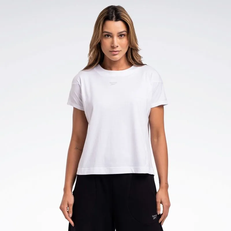 Camiseta Reebok Young Cropped Manga curta Feminina Branco - M