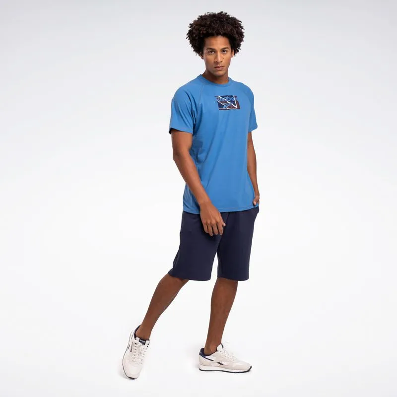 Camiseta Reebok Estampada Manga Curta Raglan Masculina Azul - M