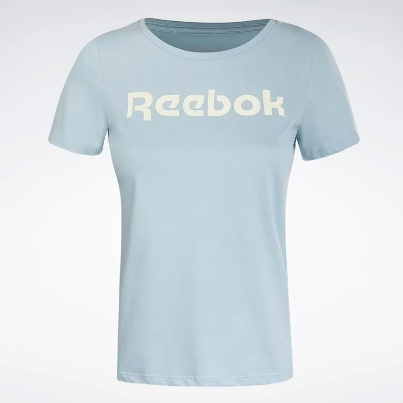 Camiseta Reebok CL Linear Manga curta Feminina Azul - G
