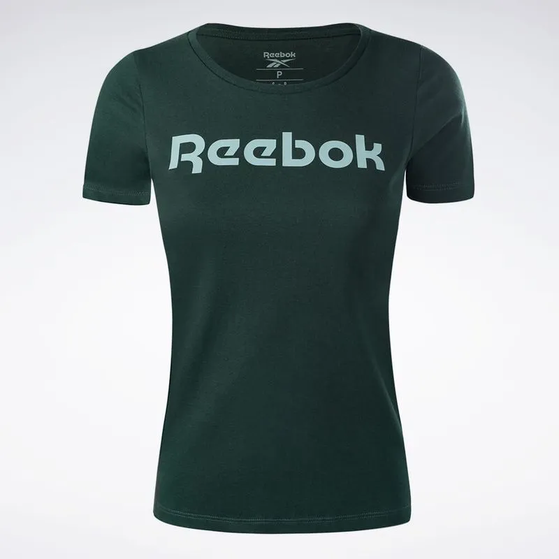 Camiseta Reebok CL Linear Manga curta Feminina Verde - G