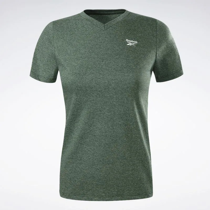 Camiseta Reebok Cl Logo V Manga curta Feminina Verde - P