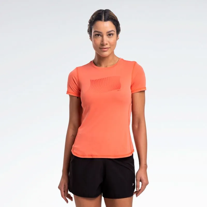 Camiseta Reebok Impact Print Manga Curta Feminina Laranja - M