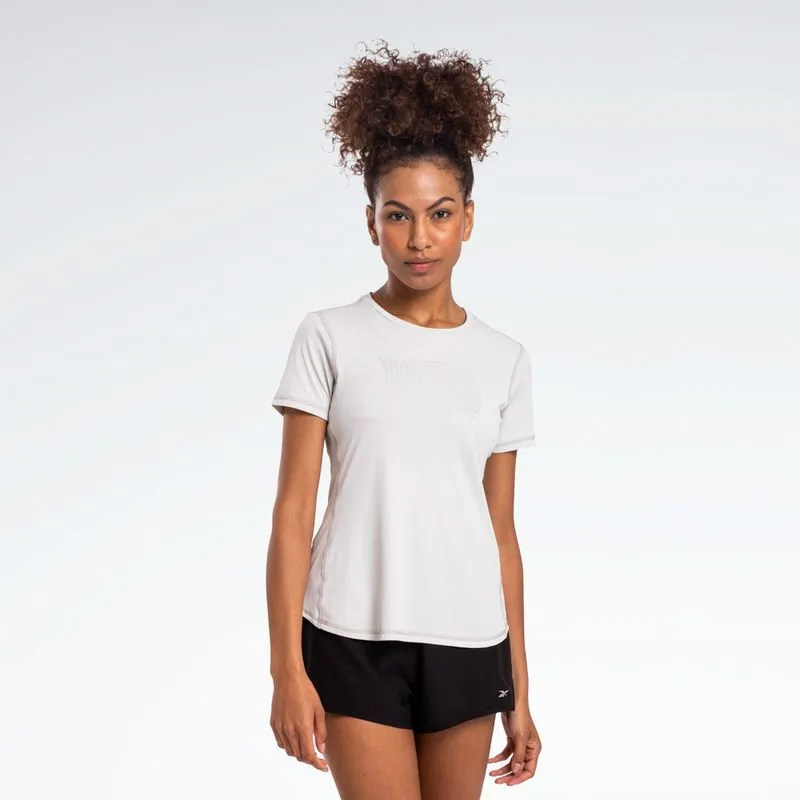 Camiseta Reebok Impact Print Manga Curta Feminina Cinza - M