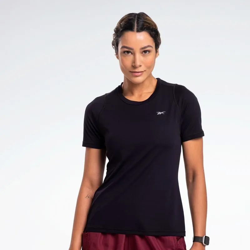 Camiseta Reebok Agile Manga Curta Raglan Feminina Preto - GG