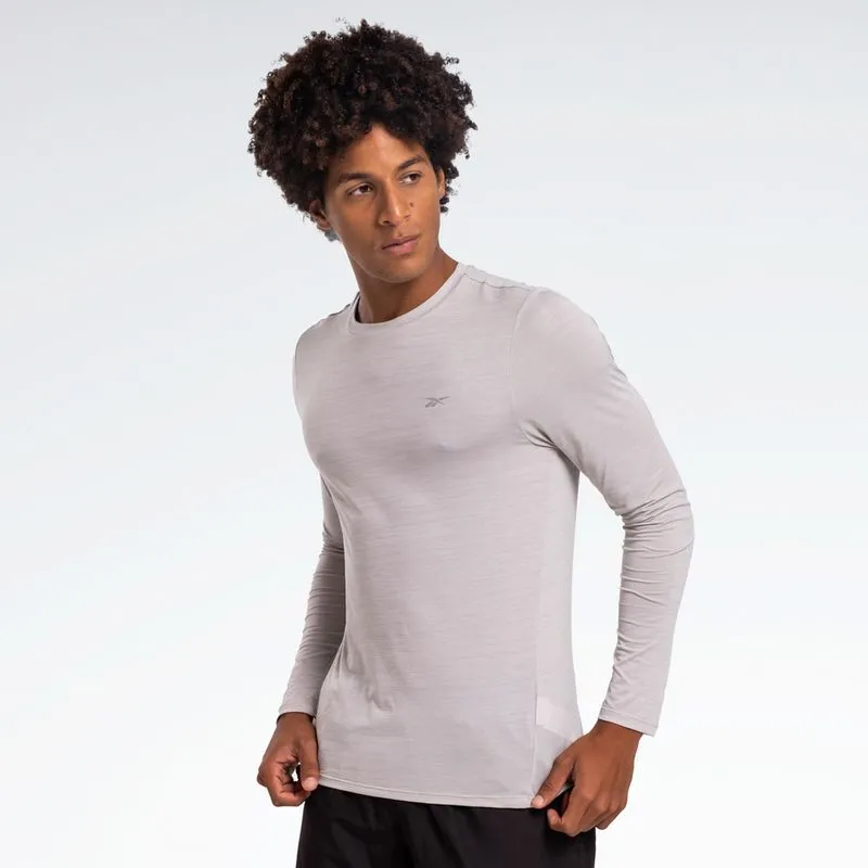 Camiseta Reebok Race Manga Longa Masculina Cinza Claro - P