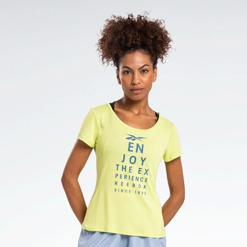 Camiseta Reebok Race Print Manga Curta Feminina Verde - M