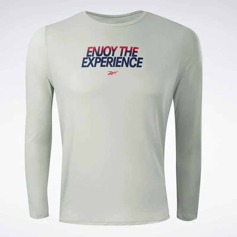 Camiseta Reebok Dynamic Print Manga Longa Masculina Cinza - GG
