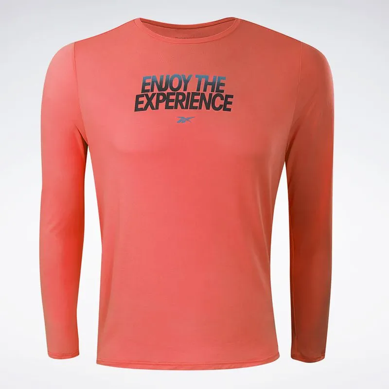 Camiseta Reebok Dynamic Print Manga Longa Masculina Laranja - GG