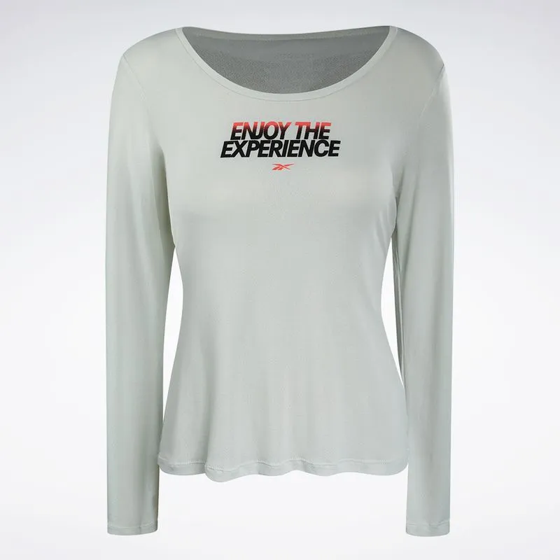 Camiseta Reebok Dynamic Print Manga longa Feminina Cinza - M