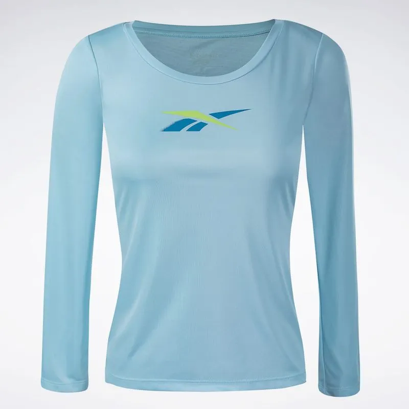 Camiseta Reebok Utility Print Manga Longa Feminina Azul - M