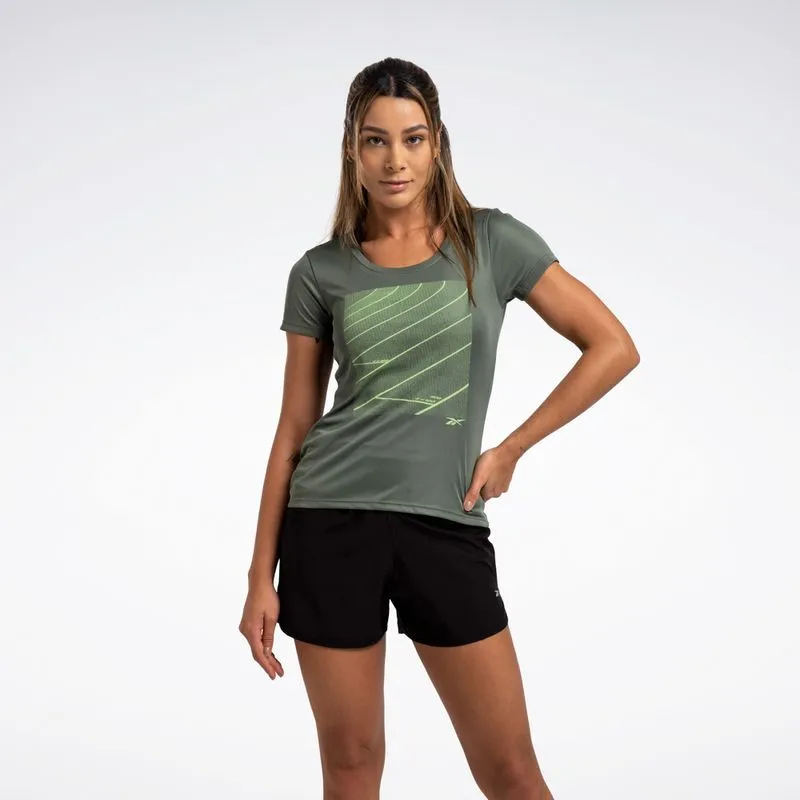 Camiseta Reebok Utility Print Manga Curta Feminina Verde claro - GG