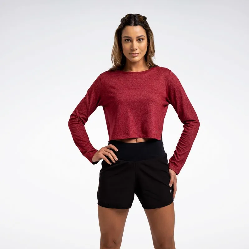 Camiseta Reebok Active Cropped Manga Longa Feminina Vinho - M