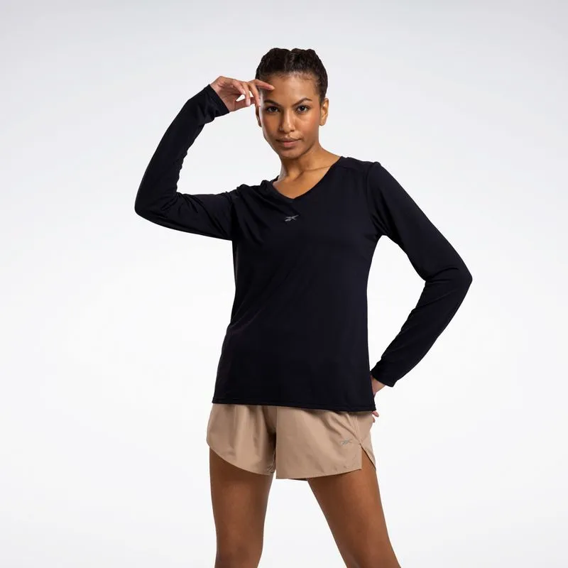 Camiseta Reebok Athletic Print Manga Longa Feminina Preto - P