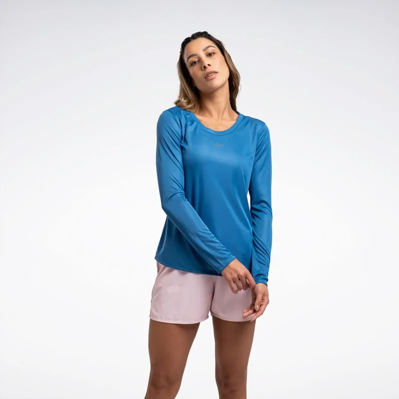 Camiseta Reebok Functional Manga Longa Feminina Azul - M