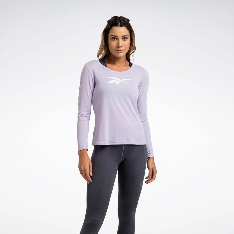 Camiseta Reebok Workout Manga Longa Feminina Lilás - P
