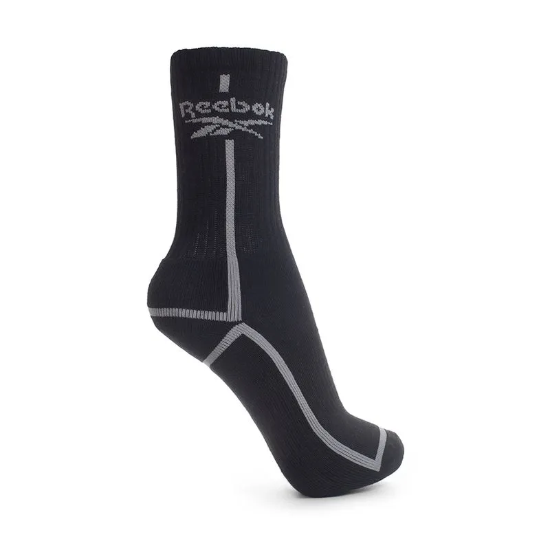 Meia Reebok Cano Alto Logo Canelada Masculino Preto - M