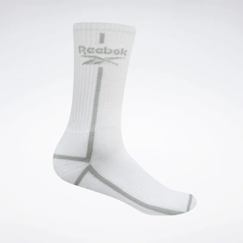 Meia Reebok Cano Alto Logo Canelada Feminina Branco - P