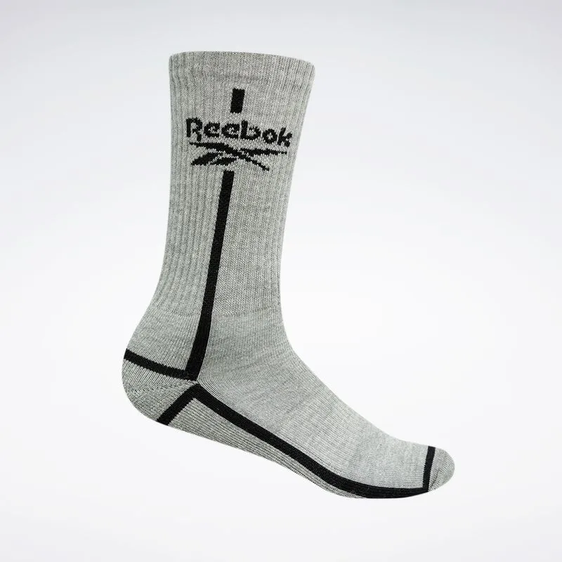 Meia Reebok Cano Alto Logo Canelada Feminina Cinza mescla - P