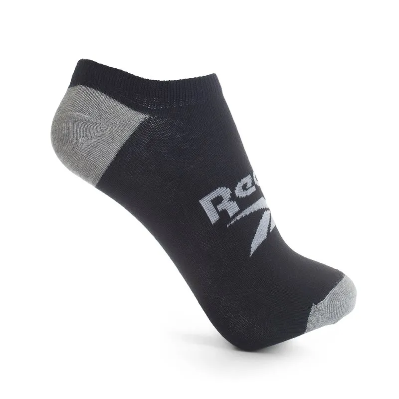Kit 3 Meias Reebok CL 3K Invisível Malha Lisa Masculina Preto - M