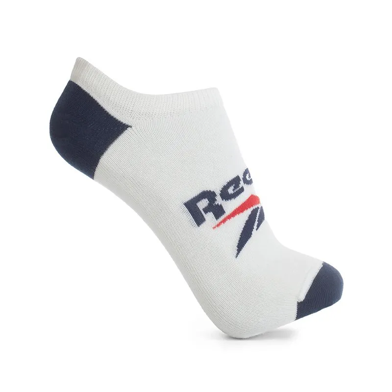 Kit 3 Meias Reebok CL 3K Invisível Malha Lisa Masculina Branco - M