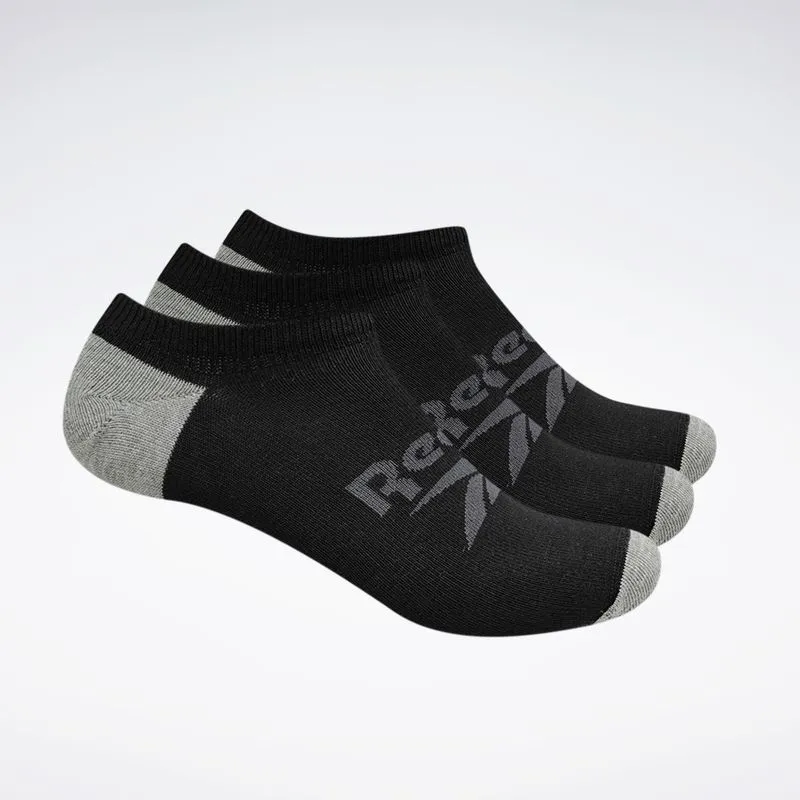 Kit 3 Meias Reebok CL 3K Invisível Malha Lisa Feminina Preto - P