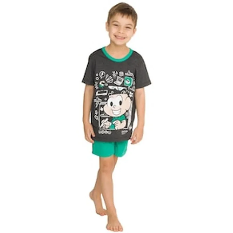 Pijama Infantil Evanilda Masculino Manga Curta Turma da Mônica 757 – Colorido