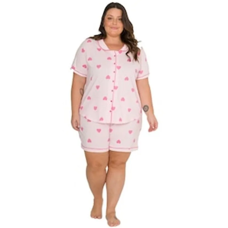 Pijama Feminino Plus Evanilda Lady - Rosa - Tamanho G2