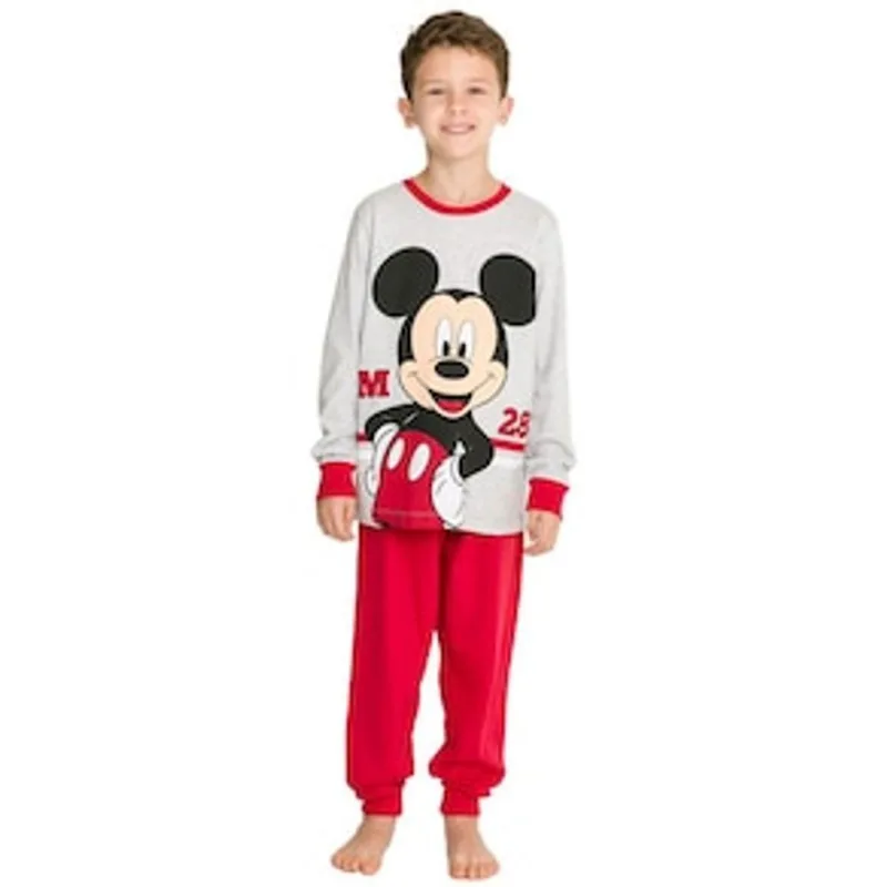 Pijama Infantil Masculino Manga Longa Disney 1209 Evanilda – Cinza Mescla/Vermelho