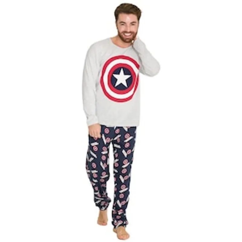 Pijama Masculino Evanilda Avengers Marvel - Branco e Azul 1