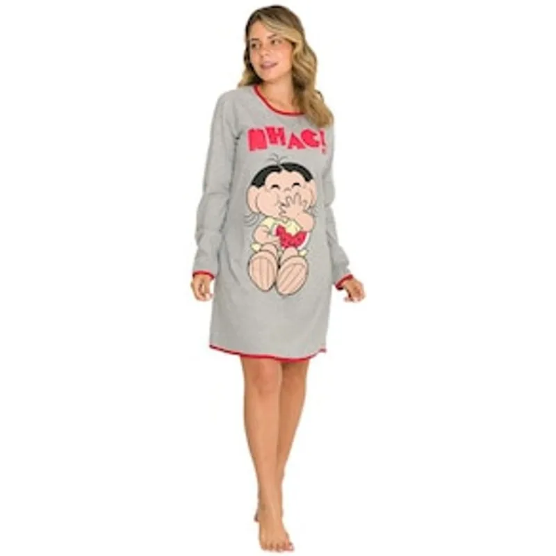 Camisola Feminina Evanilda Turma da Mônica Magali - Cinza Mescla 1