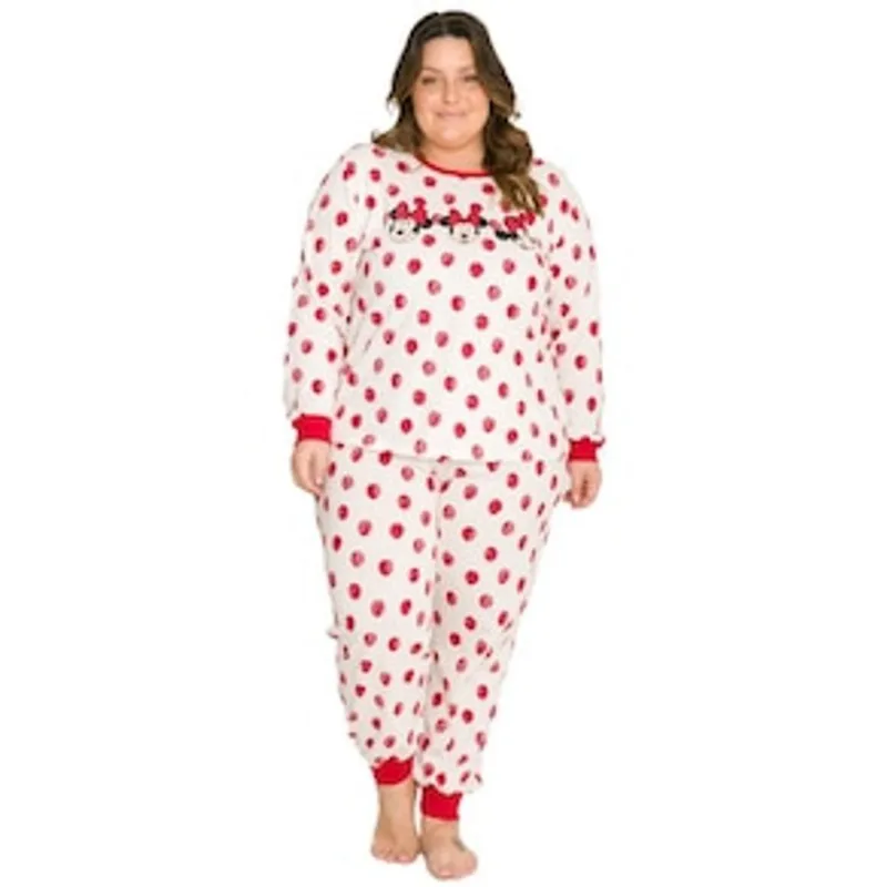 Pijama Feminino Plus Size Evanilda Minnie Disney - Branco e Vermelho 1
