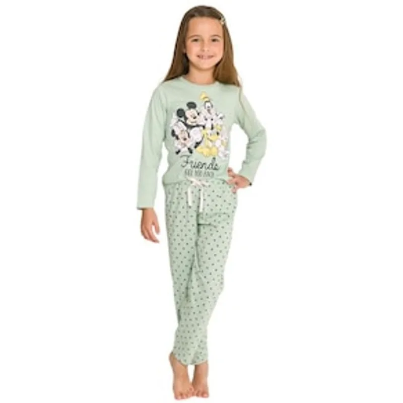 Pijama Infantil Feminino Manga Longa Disney 1203 Evanilda - Verde