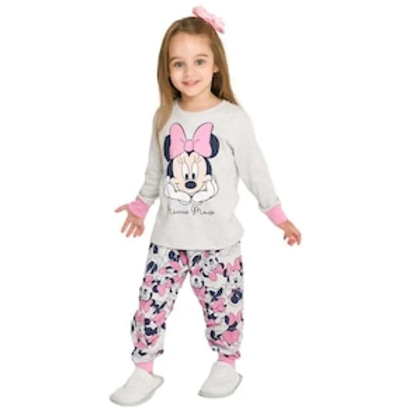 Pijama Infantil Feminino Evanilda Minnie Disney - Branco e Rosa