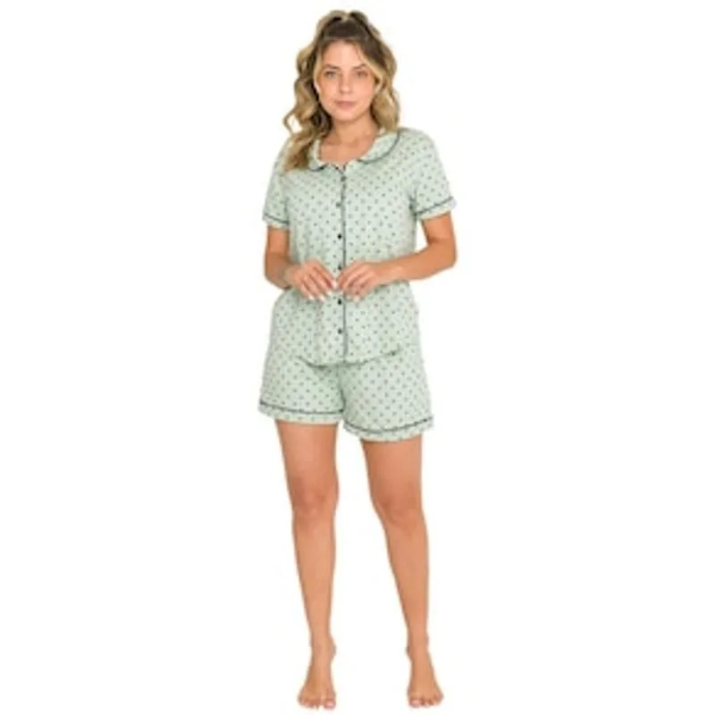 Pijama Feminino Evanilda Daisy Days - Verde Chá 1