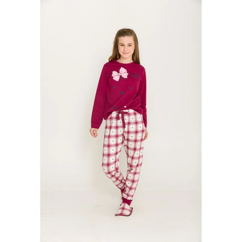 Pijama Evanilda Juvenil Menina 25.01.0034 Vinho 14