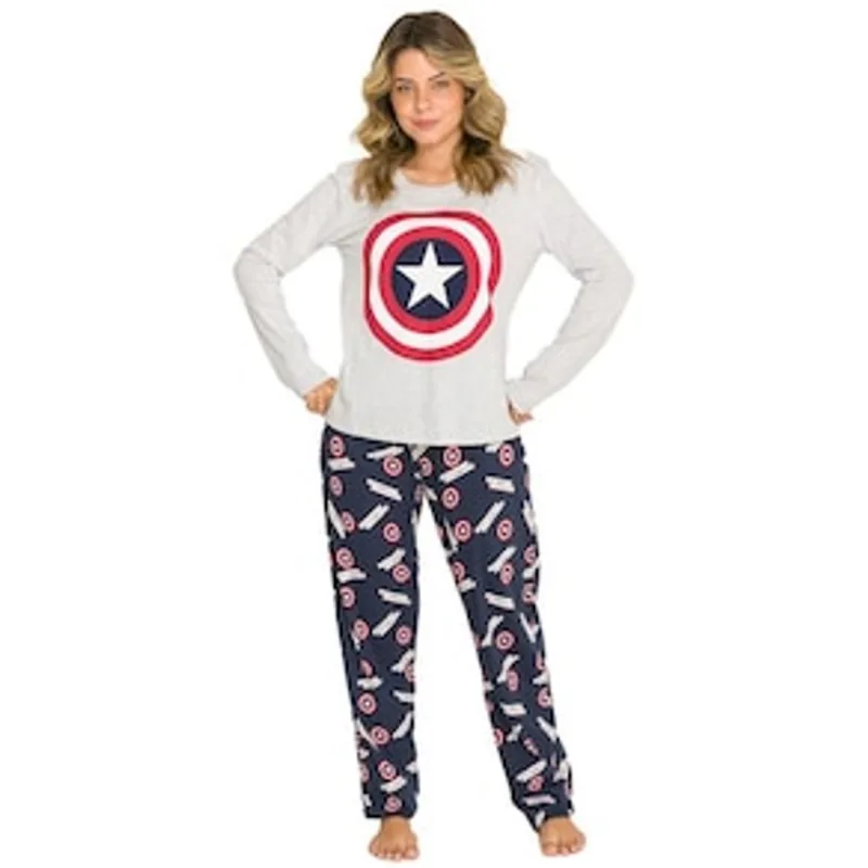 Pijama Feminino Evanilda Avengers Marvel - Branco e Azul 1