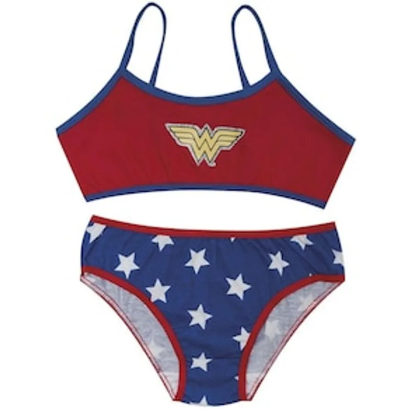 Conjunto Top e Calcinha Infantil Dc Comics Evanilda Azul e Vermelho - 2 peças 1