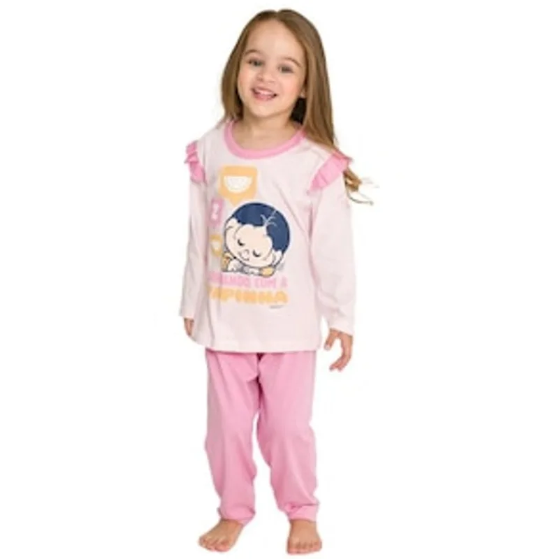 Pijama Infantil Feminino Evanilda Turma da Mônica - Rosa