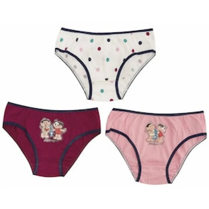 Conjunto Calcinhas Infantil Turma da Mônica 223 Evanilda - 3 peças