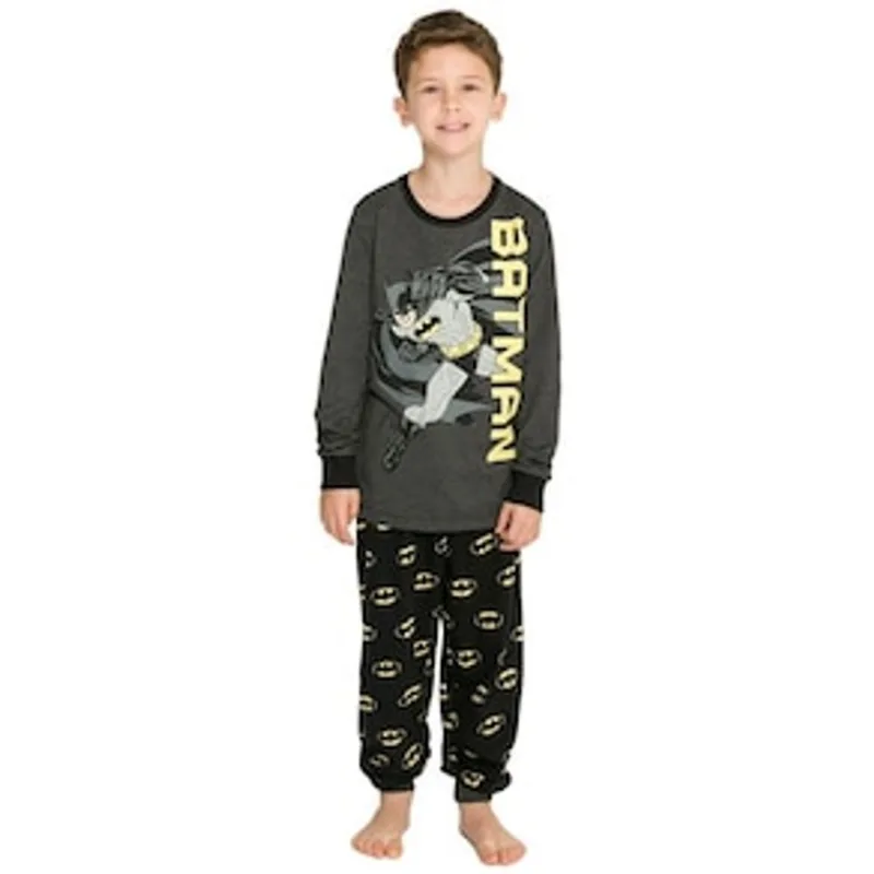 Pijama Infantil Masculino Manga Longa DC Comics Evanilda – Grafite/Preto