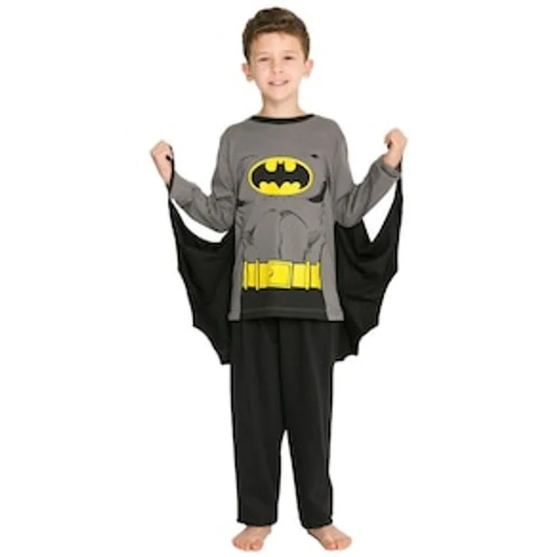 Pijama Infantil Masculino Manga Longa Batman Evanilda – Preto/Cinza