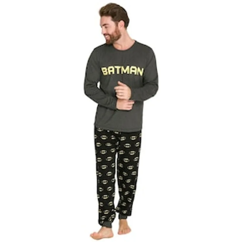 Pijama Masculino Evanilda Batman DC Comics - Preto e Cinza Escuro 1